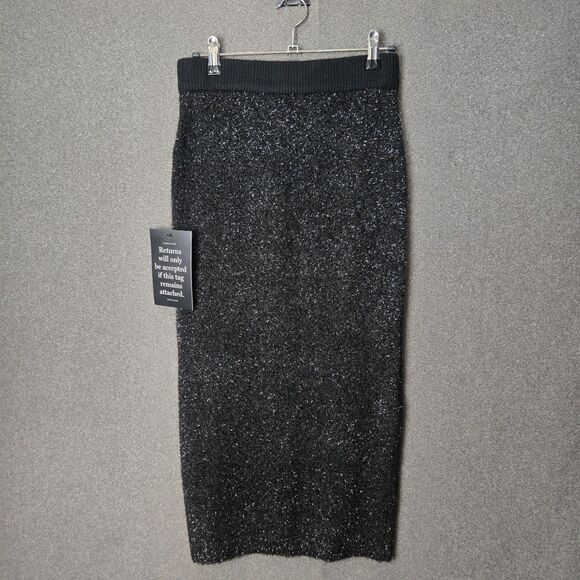 Tuckernuck S Black Tinsel Midi Pencil Skirt Holiday Shimmer - Picture 2 of 7